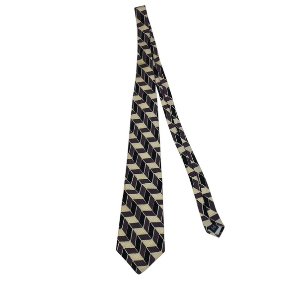 Vintage 90s Polo Ralph Lauren Silk Tie Geometric Art Deco Pattern - Picture 8 of 9